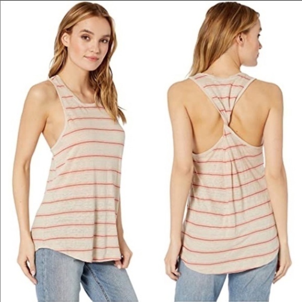 JOIE RAYSON STRIPED FLAX TWIST RACERBACK TOP XXS